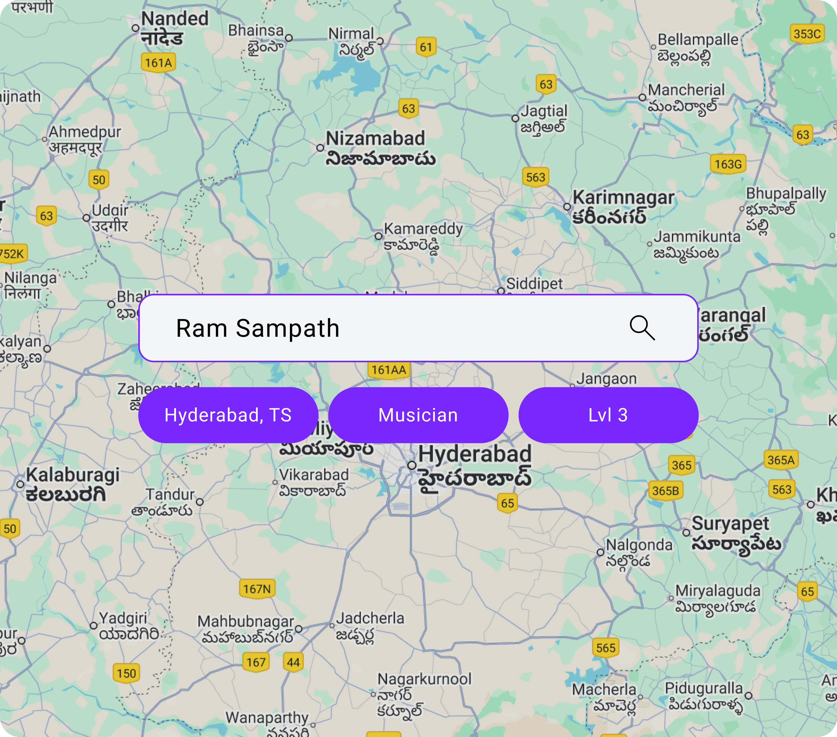 Map view of artists in your city